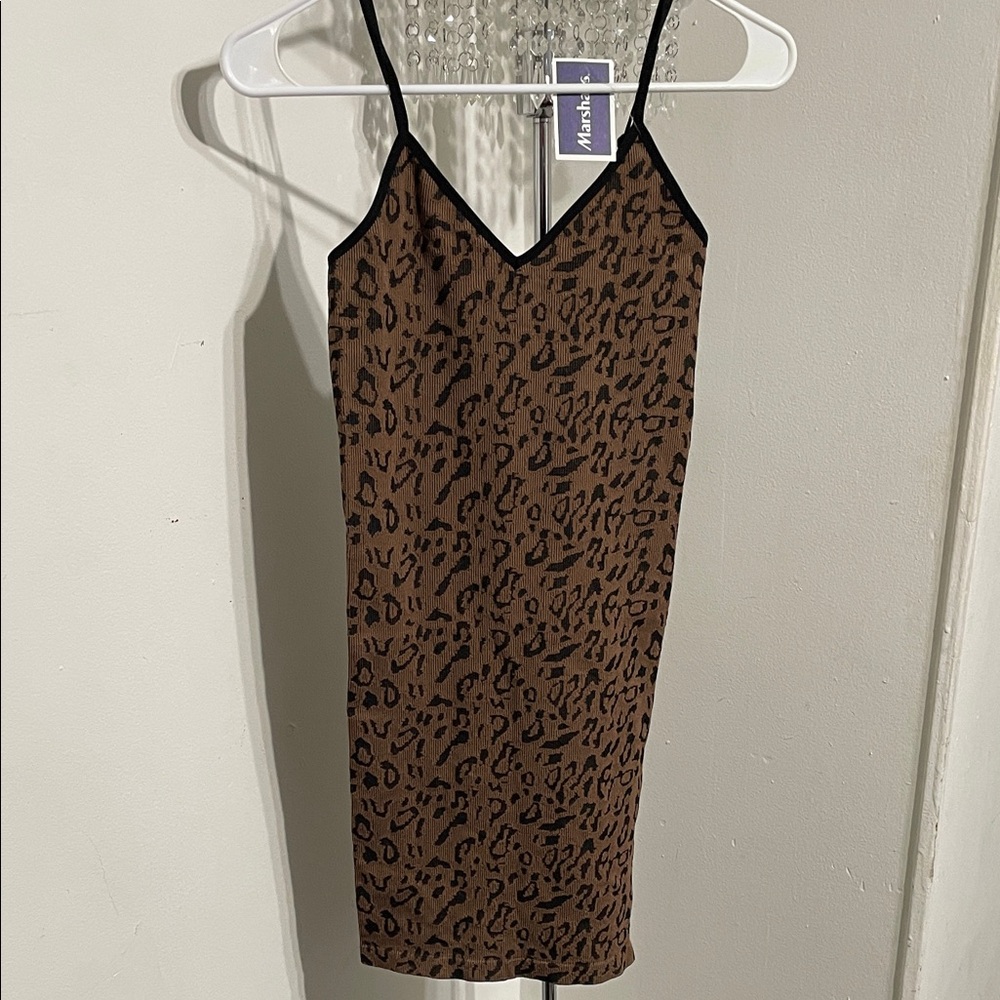 Bozzolo Brown Leopard Print Midi Dress